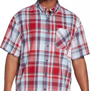 Field & Stream Men's Short Sleeve Button Up Flannel Shirt Size S/M, Red Gray NEW